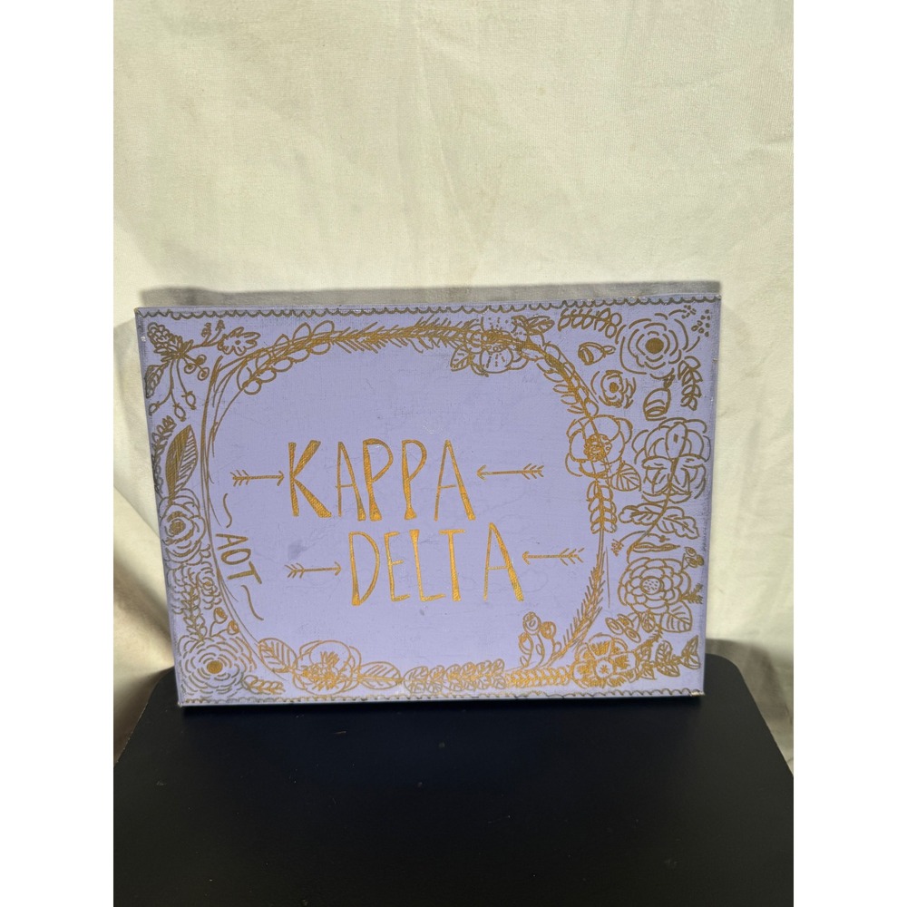 Kappa Delta Sorority Canvas Wall Art Lavender Gold Floral AOT Dorm Decor 9x12